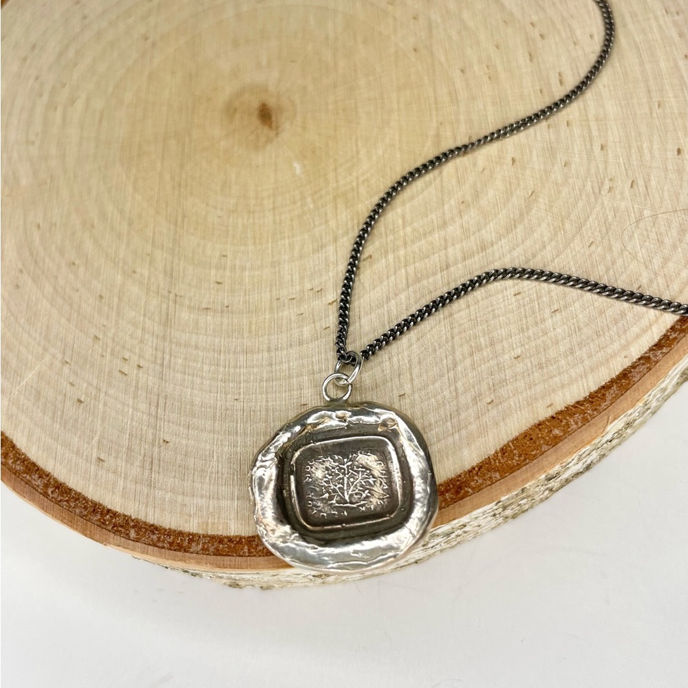 Pyrrha sterling silver tree Rather Die Than Change talisman necklace
